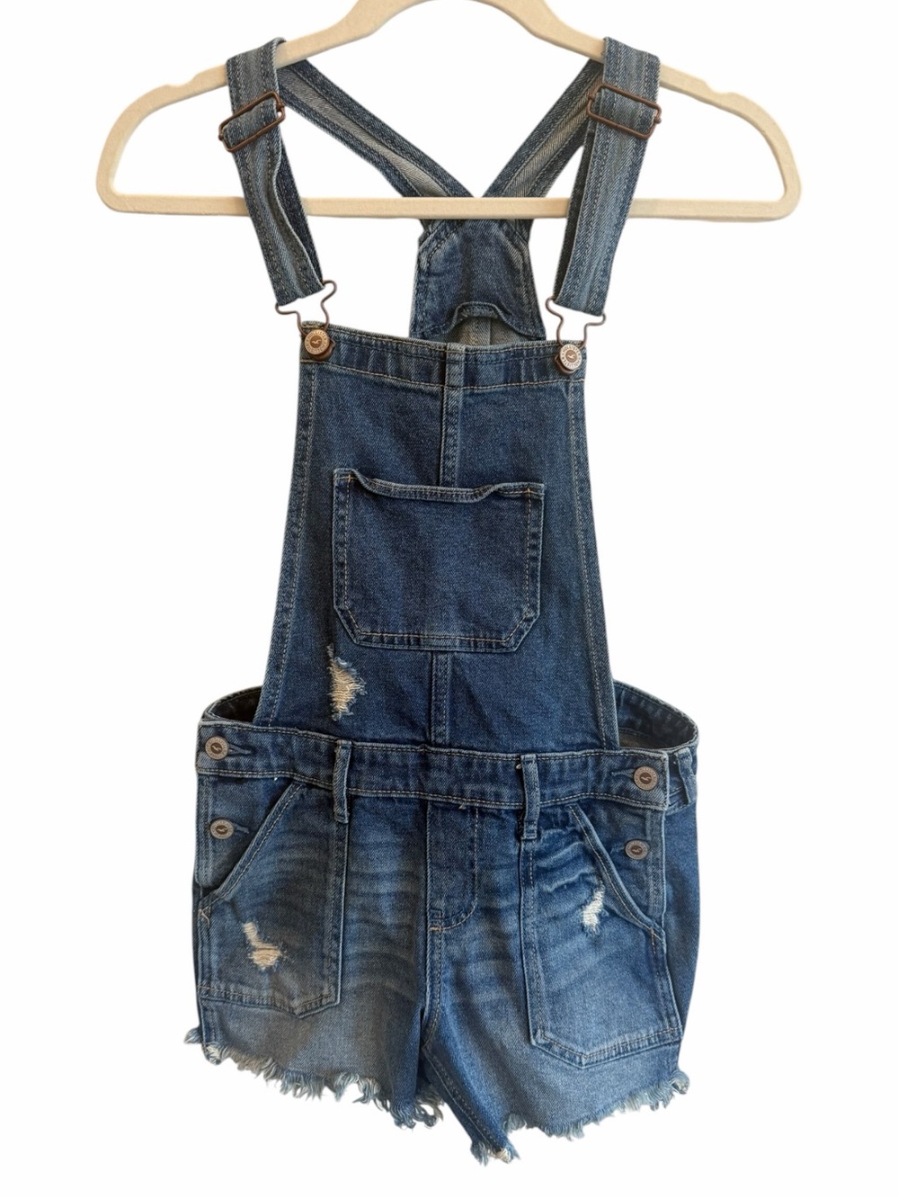 Hollister Boyfriend Denim Short Overalls Jeans Stretch size XS